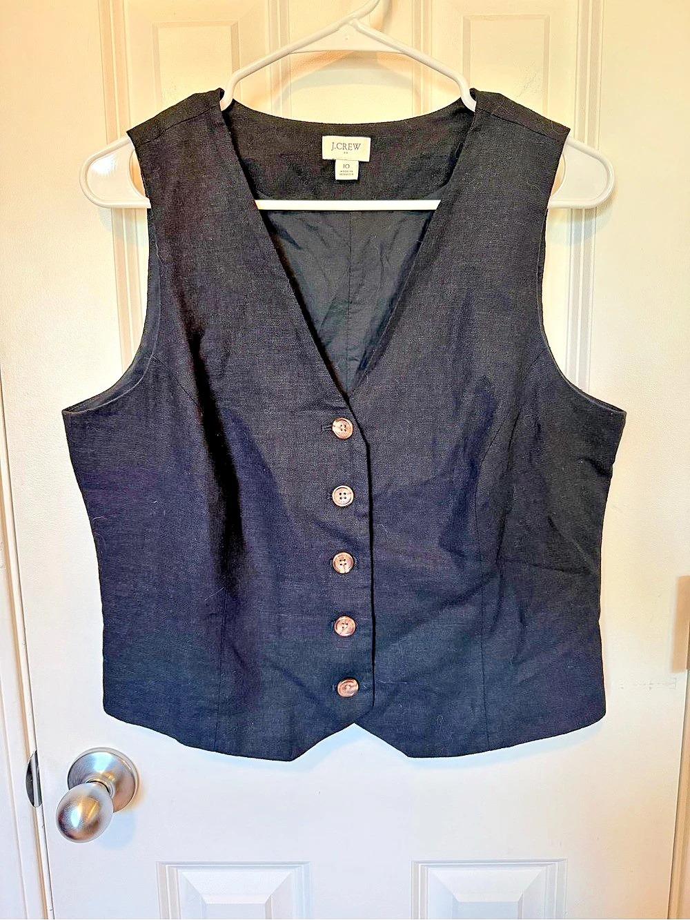 J.Crew Linen Blend Button Front Vest Size 10